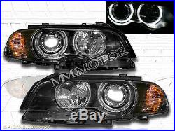 00-03 Bmw E46 2dr Halo Projector Headlights +corner+red Smoke Led Tail Lights