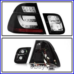 02-05 BMW E46 3-Series 4DR Tail Light Black LED STRIP Signal Brake Pair LH RH