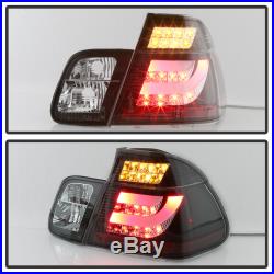 02-05 BMW E46 3-Series 4DR Tail Light Black LED STRIP Signal Brake Pair LH RH