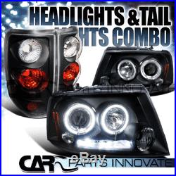 04-08 Ford F150 Dual Halo Projector LED Headlights+Clear Rear Tail Lamps