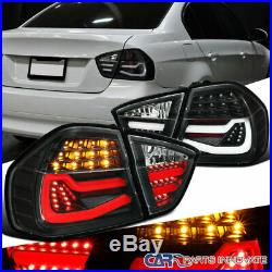 05-08 BMW E90 3 Series Sedan LED Tube Black Tail Lights Brake Lamps Left+Right