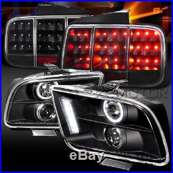 05-09 Mustang Black Halo Projector Headlights+Sequential LED Signal Tail Lamps