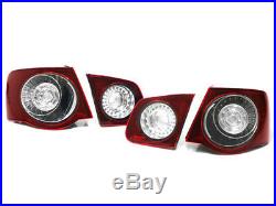 06-09 VW JETTA MK5 EURO LED TAILLIGHTS with LED INNERS DARK RED / CLEAR