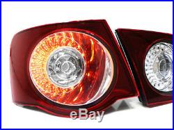 06-09 VW JETTA MK5 EURO LED TAILLIGHTS with LED INNERS DARK RED / CLEAR