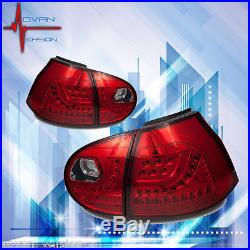 06-09 Volkswagen MK5 GOLF GTI RABBIT LED Tail Lights Chrome Red VW Rear Lamp SET