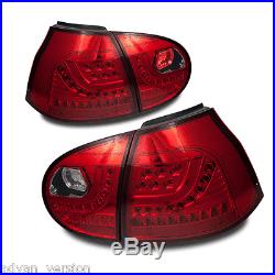 06-09 Volkswagen MK5 GOLF GTI RABBIT LED Tail Lights Chrome Red VW Rear Lamp SET