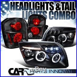 07-12 Dodge Caliber Black Halo LED Projector Headlights+Tail Lamp