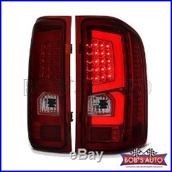 Chrome/Red *TRON LED BAR* 3D Red-C Neon Tail Light for 03-07 Silverado Fleetside