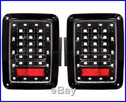07-16 Jeep Wrangler JK Black LED Rear Tail Light Brake Turn Signal Reverse Pair
