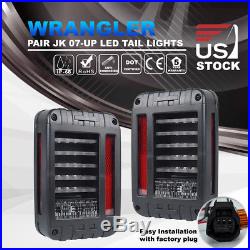 07-17 Jeep Wrangler JK LED Tail Lights Brake Reverse Turn Signal Rear Lamps SAE