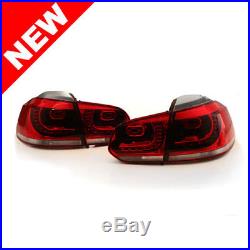 10-14 VW MK6 Golf/GTI R Euro LED Taillights With Adapter Harness Red Cherry