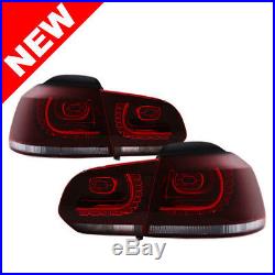 10-14 VW MK6 Golf/GTI R Style Euro LED Taillights with Rear Fog Dark Cherry Red