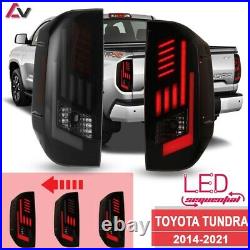 14-20 For Toyota Tundra Black Smoke DRL LED Sequential Turn Signals Tail Lights