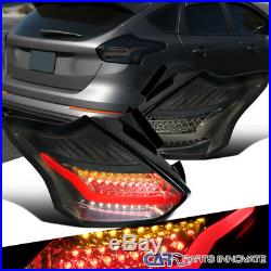15-18 Ford Focus Hatchback LED Chrome Smoke Rear Tail Lights Brake Lamps Pair