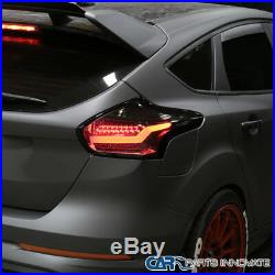 15-18 Ford Focus Hatchback LED Chrome Smoke Rear Tail Lights Brake Lamps Pair