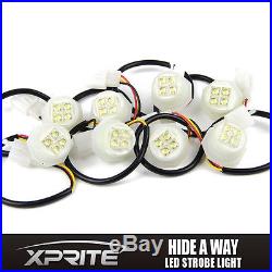 160W 8 LED Bulbs Hide A Way Emergency Hazard Flash Strobe Light kit White
