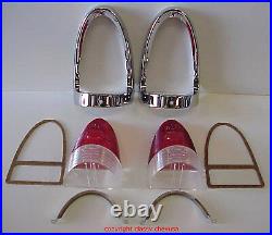 1955 Chevrolet RED Tail Light Lens Bezels KIT 10 pc Bel Air FREE SHIPPING