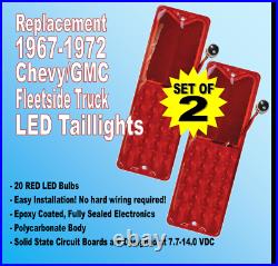 1967-1972 Chevy C10 GMC Pickup Truck Red LED Fleetside Taillights, Pair 1157