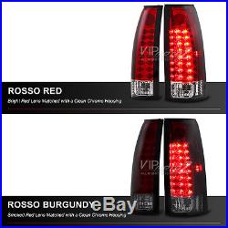 1988-1998 Chevy GMC C/K 1500 2500 3500 CHERRY RED Smoke LED Tail Lights Lamps