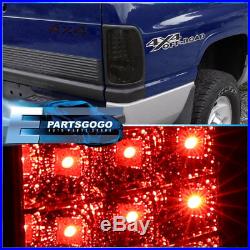 1994-2002 Dodge Ram 1500 2500 3500 Black Housing Led Smoke Lens Tail Lights