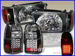 1996-98 Toyota 4runner Jdm Black Headlights Corner Lights + Led Tail Light Black