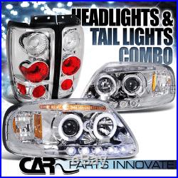 1997-2002 Ford Expedition Chrome Halo LED Projector Headlights+Tail Lamp