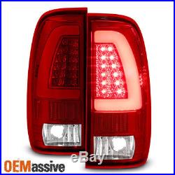 1997-2003 Ford F150 1999-2007 F250 F350 Red Clear LED Tube Tail Lights Lamps Set