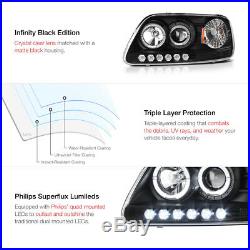 1997-2003 Ford F150 Black LED Halo Projector Headlights Rear Brake Tail Lights
