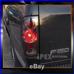 1997-2003 Ford F150 Dual Halo LED Projector Black Headlights + Smoke Tail Lights