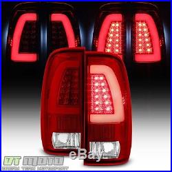 1997-2003 Ford F-150 1999-2007 F-250 F-350 Red LED Light Tube Tail Lights Lamps