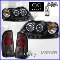 1997-2003 Ford F-150 LED Halo Ring Projector Black Headlights+Smoke Tail lights