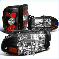1997-2004 Dodge Dakota LED Headlights+Tail Lights Brake Lamp Black