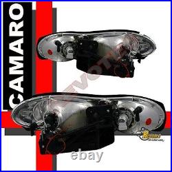 1998-2002 Chevy Camaro Black Halo Headlights with Bumper + Tail Lights Dark Smoke