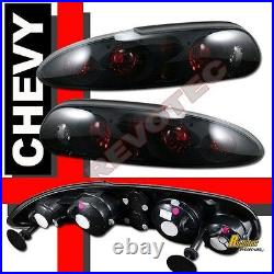 1998-2002 Chevy Camaro Black Halo Headlights with Bumper + Tail Lights Dark Smoke