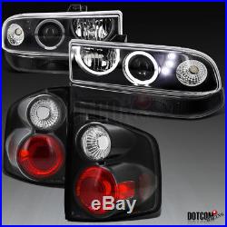 1998-2004 Chevy S10 Black Halo LED Projector Headlights+Bumper Lamps+Tail Lights