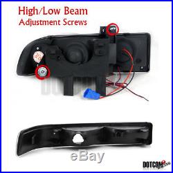 1998-2004 Chevy S10 Black Halo LED Projector Headlights+Bumper Lamps+Tail Lights
