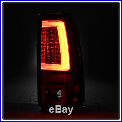 1999-2002 Chevy Silverado 99-06 GMC Sierra Red Smoke LED Tube Tail Lights Lamps