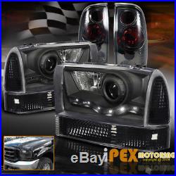 1999-2004 FORD F250 F350 Super-Duty LED Black Headlights+Signal+Smoke Tail Light