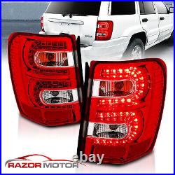 1999-2004 For Jeep Grand Cherokee Red Euro LED Rear Brake Tail Lights Pair