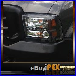 1999-2004 Ford F250/F350 SUPER-DUTY Bright LED Headlights With Tail Lights Black