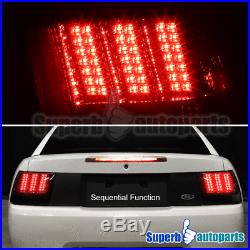 1999-2004 Ford Mustang LED Sequential Tail Lights Signal Brake Lamps Smoke