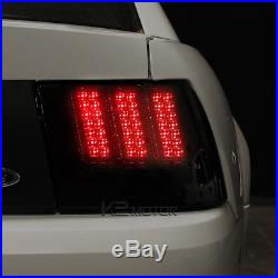 1999-2004 Ford Mustang Smoke Lens Sequential LED Tail Light Brake Lamps Pair