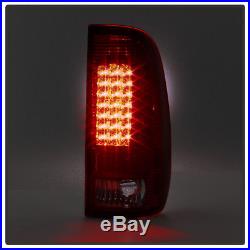 1999-2007 Ford F250 F350 SD 1997-2003 F150 Red Smoke LED Tail Lights Brake Lamps