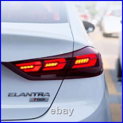 1 Pair LED Tail Lights for 2016-2018 Hyundai Elantra Red Lens Rear Light Kit