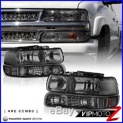 2000-06 Chevy Suburban Bumper+Headlights Smoke LED Tail Light Tinted Driving Fog