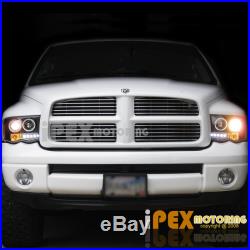 2002-2005 Dodge Ram Dual Halo Projector Black Headlights + LED Tail Lights Smoke