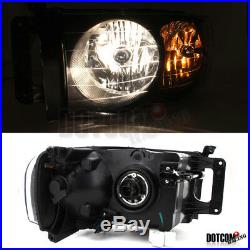 2002-2005 RAM 1500 2500 3500 Headlights+Glossy Black LED Tail Lights Brake Lamps