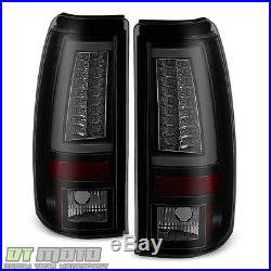 2003-2006 Chevy Silverado 1500-2500HD-3500 LED Pyro Tube Tail Lights Black Smoke