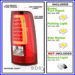 2003-2006 Chevy Silverado 1500 2500 3500 Red LED Tube Tail Lights Brake Lamps