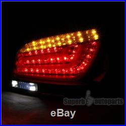 2004-2007 BMW E60 5-Series LED Chrome Housing Red Smoke Lens Tail Lights